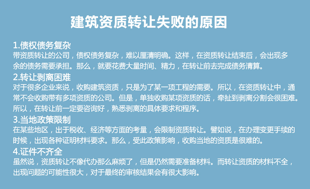 西安資質(zhì)轉(zhuǎn)讓失敗的原因